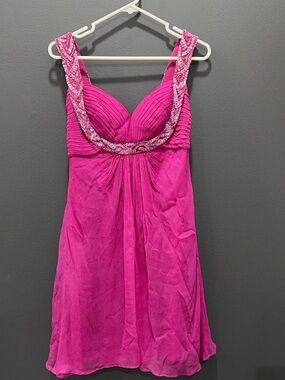 Tadashi Shoji Pink Beaded Chiffon Cocktail Dress